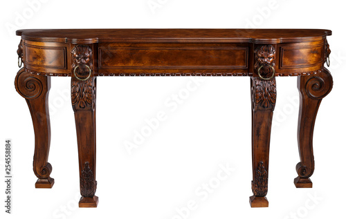 Side table lion head wooden legs with clipping path.