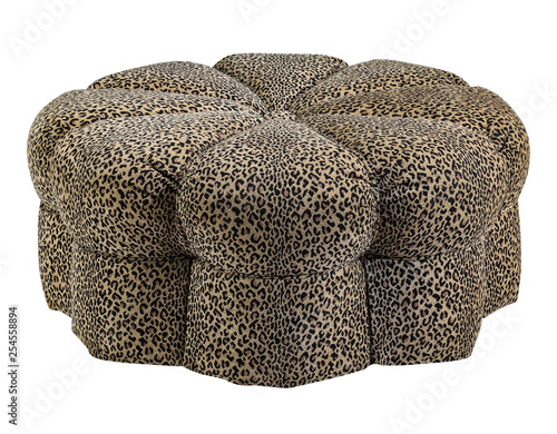 Ottoman foot stool animal fabric with clipping path.