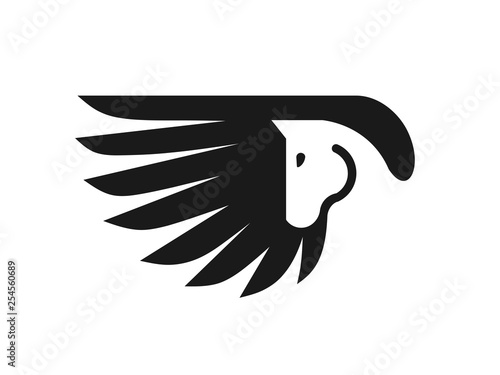 Pegasus logo vector. Stylized winged horse logo vector illustration.