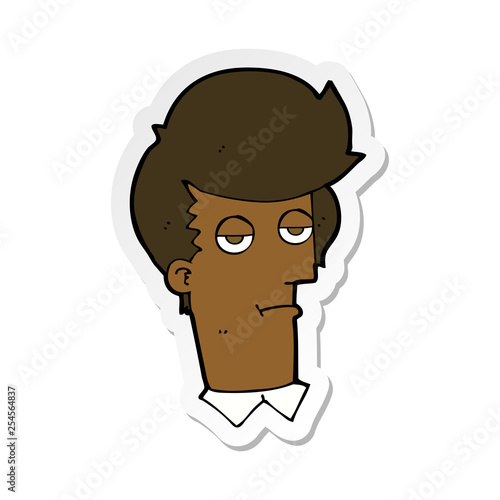 sticker of a cartoon bored man