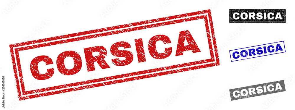 custom made wallpaper toronto digitalGrunge CORSICA rectangle stamp seals isolated on a white background. Rectangular seals with grunge texture in red, blue, black and gray colors.
