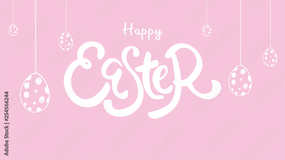 Vector illustration. Happy Easter Hand drawn elegant modern colorful lettering isolated on background. - Vector