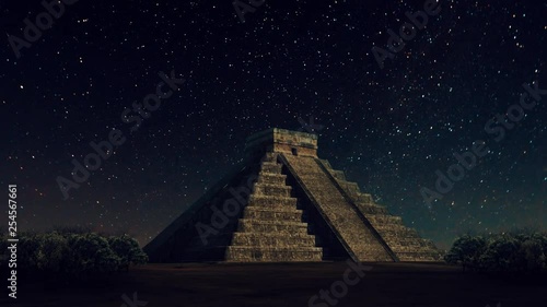 pyramid mexico at night photo