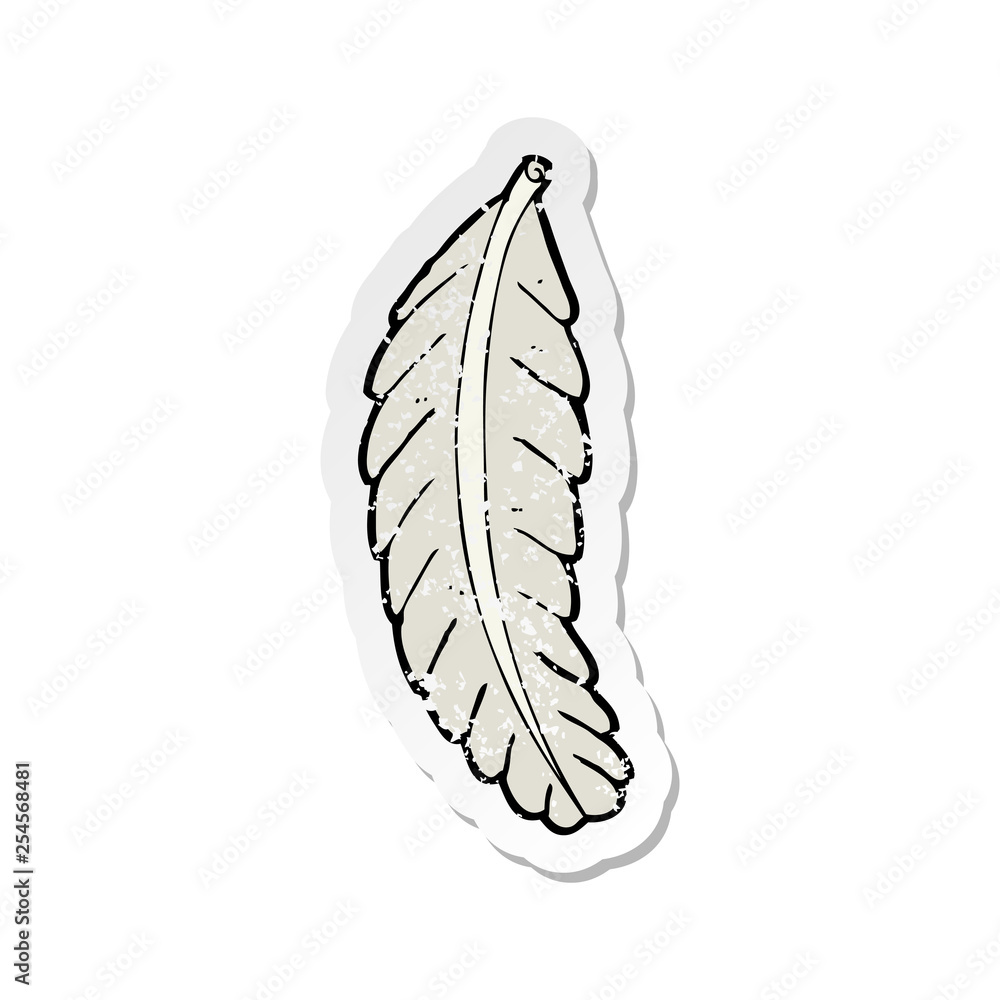retro distressed sticker of a cartoon feather