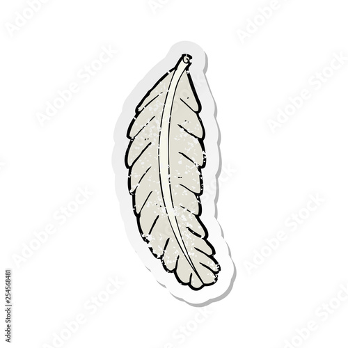 retro distressed sticker of a cartoon feather