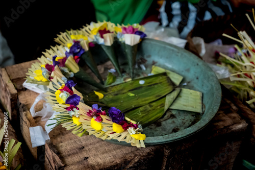 Balinese traditional offerings the god photo