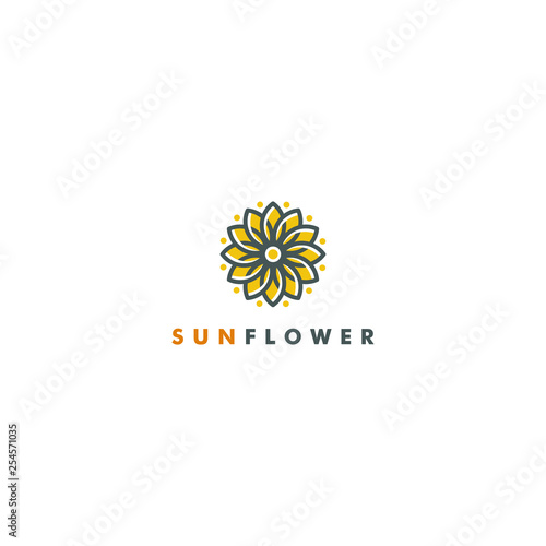 Sunflower logo Template, Nature icon design vector illustration