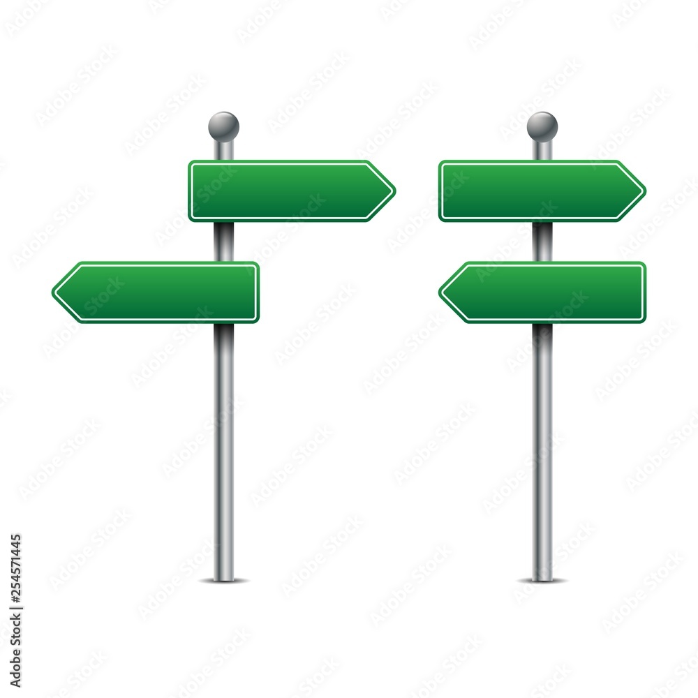 Green traffic signs vector. Road board text panel vector. Green traffic signs vector. Road board text panel vector.
