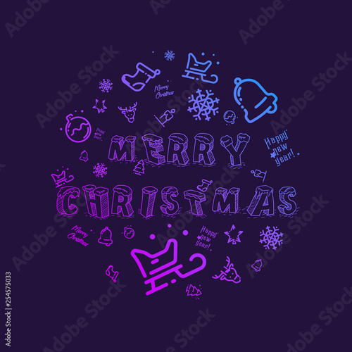 Illustration and icons for the celebration of Christmas and New Year