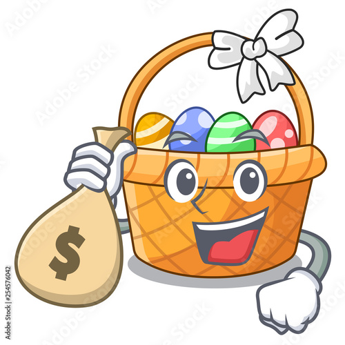 With money bag easter basket ball in cartoon shape