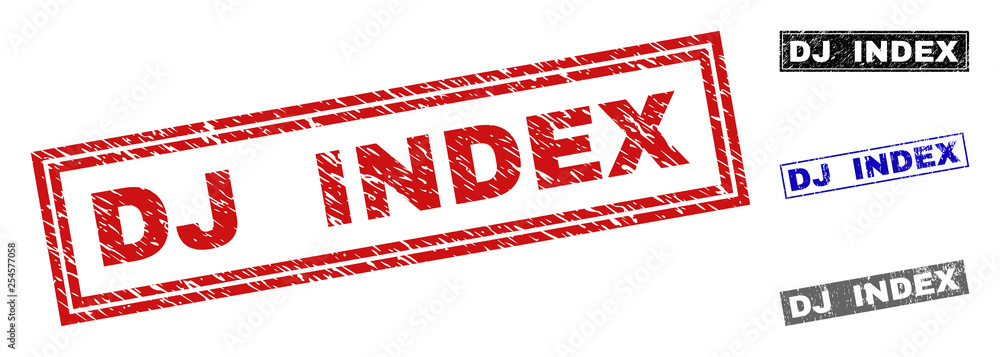 custom made wallpaper toronto digitalGrunge DJ INDEX rectangle stamp seals isolated on a white background. Rectangular seals with distress texture in red, blue, black and gray colors.