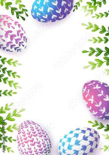 Easter greeting card with color floral eggs