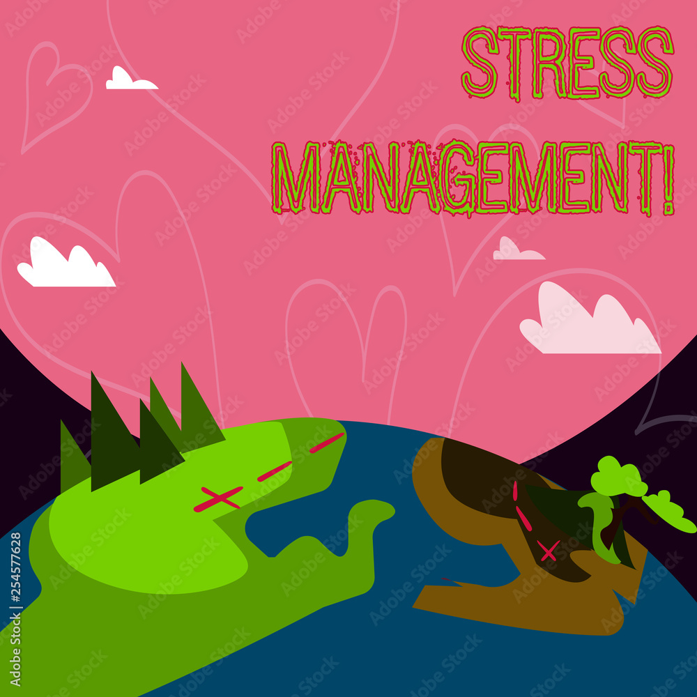 Conceptual hand writing showing Stress Management. Concept meaning Meditation Therapy Relaxation Positivity Healthcare