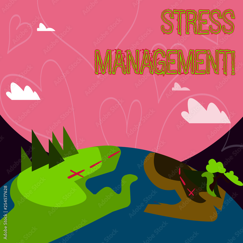Conceptual hand writing showing Stress Management. Concept meaning Meditation Therapy Relaxation Positivity Healthcare Conceptual hand writing showing Stress Management. Concept meaning Meditation Therapy Relaxation Positivity Healthcare