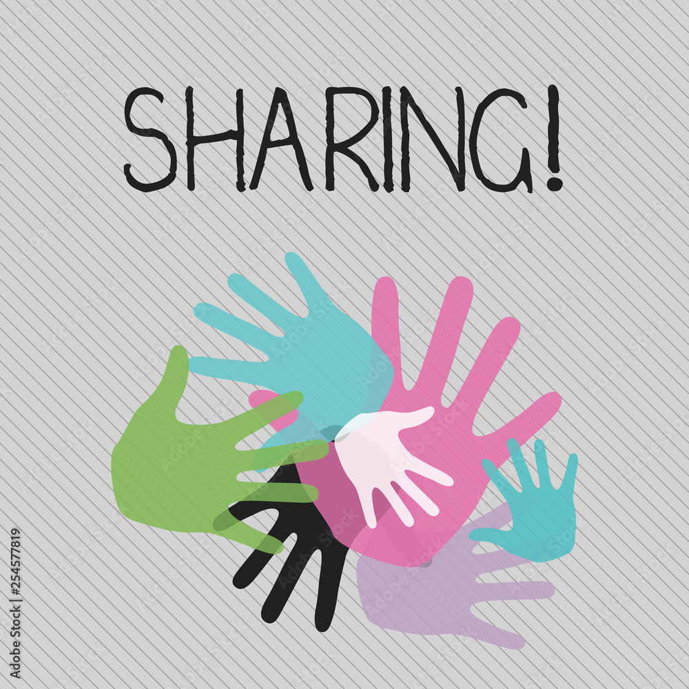 Conceptual hand writing showing Sharing. Concept meaning To Share Give a portion of something to another Possess in common Conceptual hand writing showing Sharing. Concept meaning To Share Give a portion of something to another Possess in common