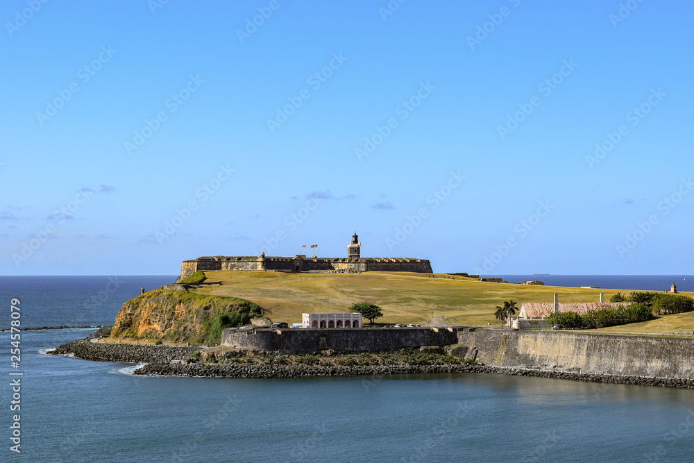 The historic Castillo San Felipe del Morro on the coastline of Old San Juan