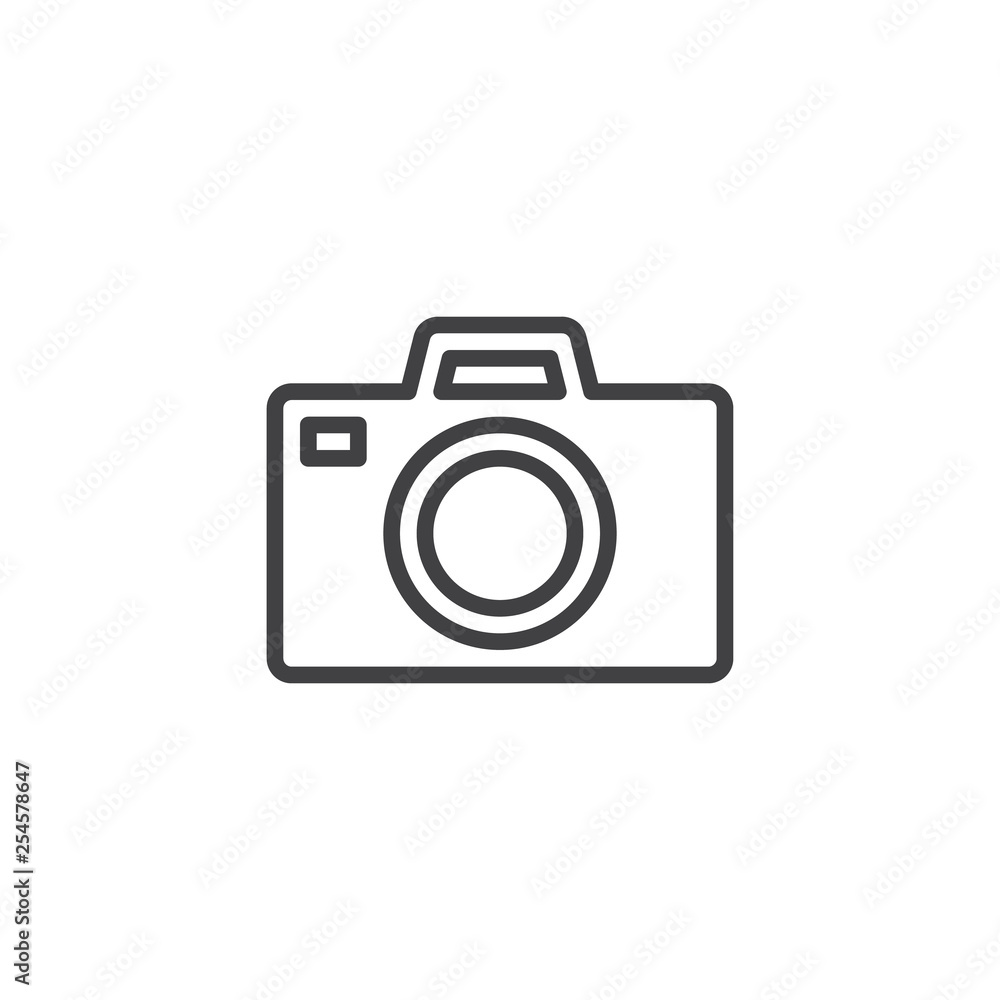Photo camera line icon. linear style sign for mobile concept and web design. Digital camera outline vector icon. Symbol, logo illustration. Pixel perfect vector graphics Photo camera line icon. linear style sign for mobile concept and web design. Digital camera outline vector icon. Symbol, logo illustration. Pixel perfect vector graphics