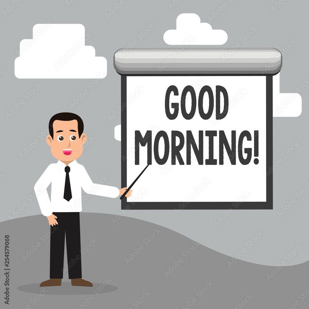 Text sign showing Good Morning. Business photo showcasing Greeting Wishes for a great day Inspirational Text sign showing Good Morning. Business photo showcasing Greeting Wishes for a great day Inspirational