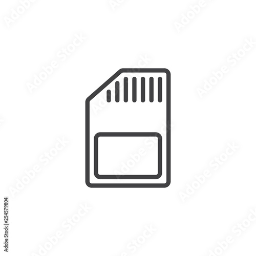 Micro sd card line icon. linear style sign for mobile concept and web design. Memory card outline vector icon. Symbol, logo illustration. Pixel perfect vector graphics
