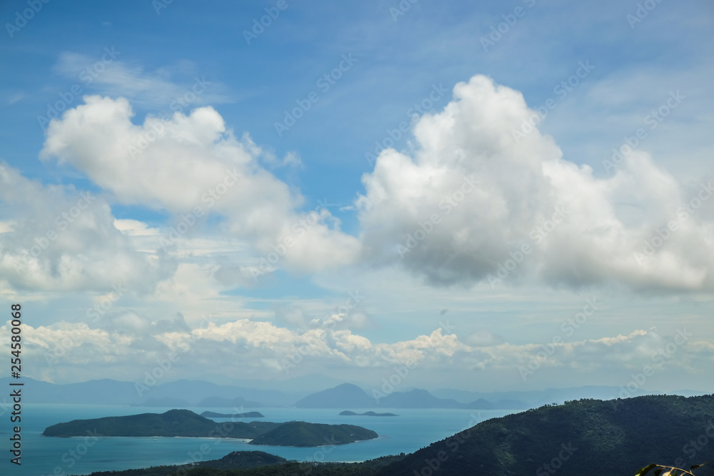 Sea island with sky cloud view on mountain