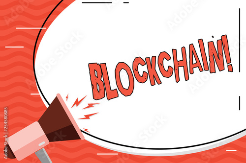 Word writing text Blockchain. Business photo showcasing Register Log Financial Statement Digital Data Technology Record photo