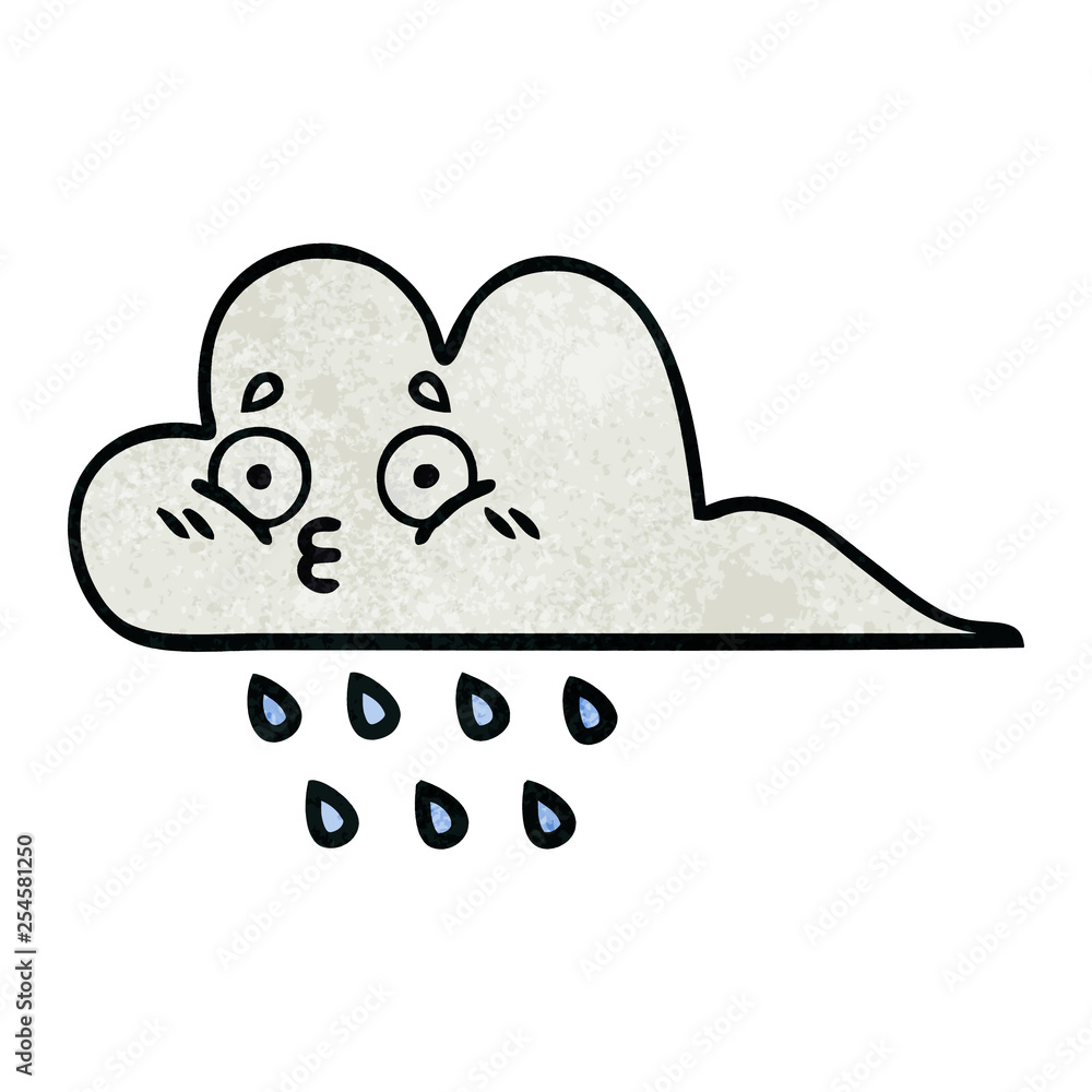 retro grunge texture cartoon rain cloud retro grunge texture cartoon rain cloud