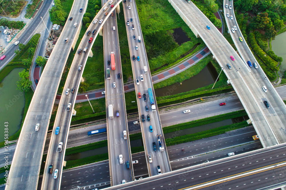 Transport city junction road aerial view