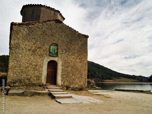 Agios (saint) Fanourios church in lake Doxa, Korinthia, Greece. photo