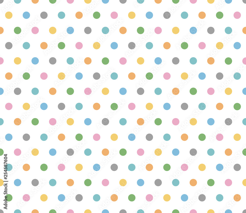 Seamless Pattern, Pastel Color, Polka dots, Vector Graphics,