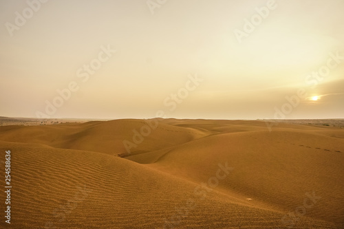 Sunrise over the sand dunes of the desert in Rajasthan, India