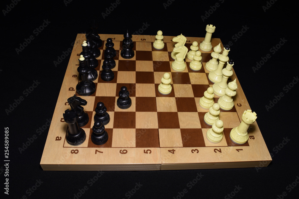 Chessboard and white pawns as a game theme Chessboard and white pawns as a game theme