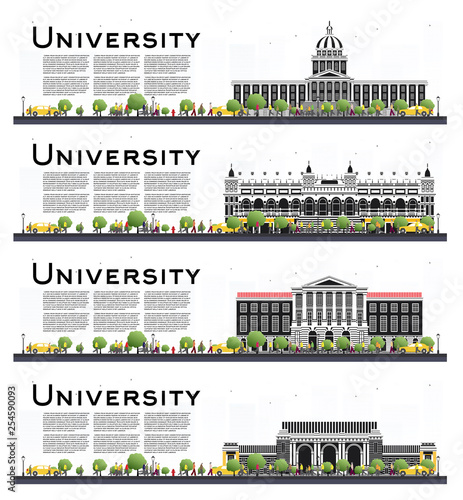 Set of University Campus Study Banners Isolated on White.