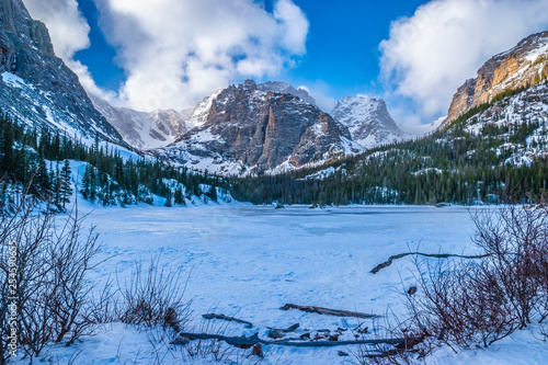 Snowshoeing to Loch Lake in Rocky Mountain National Park in Estes Park, Colorado
