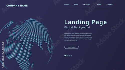 Concept based landing page design with background World map in dots