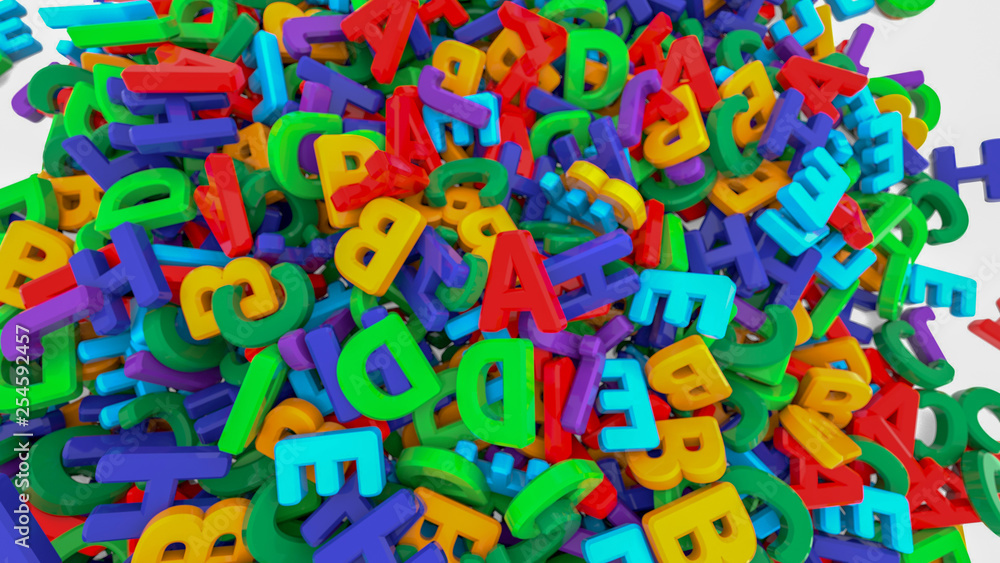 Plastic alphabet letters on white background Plastic alphabet letters on white background