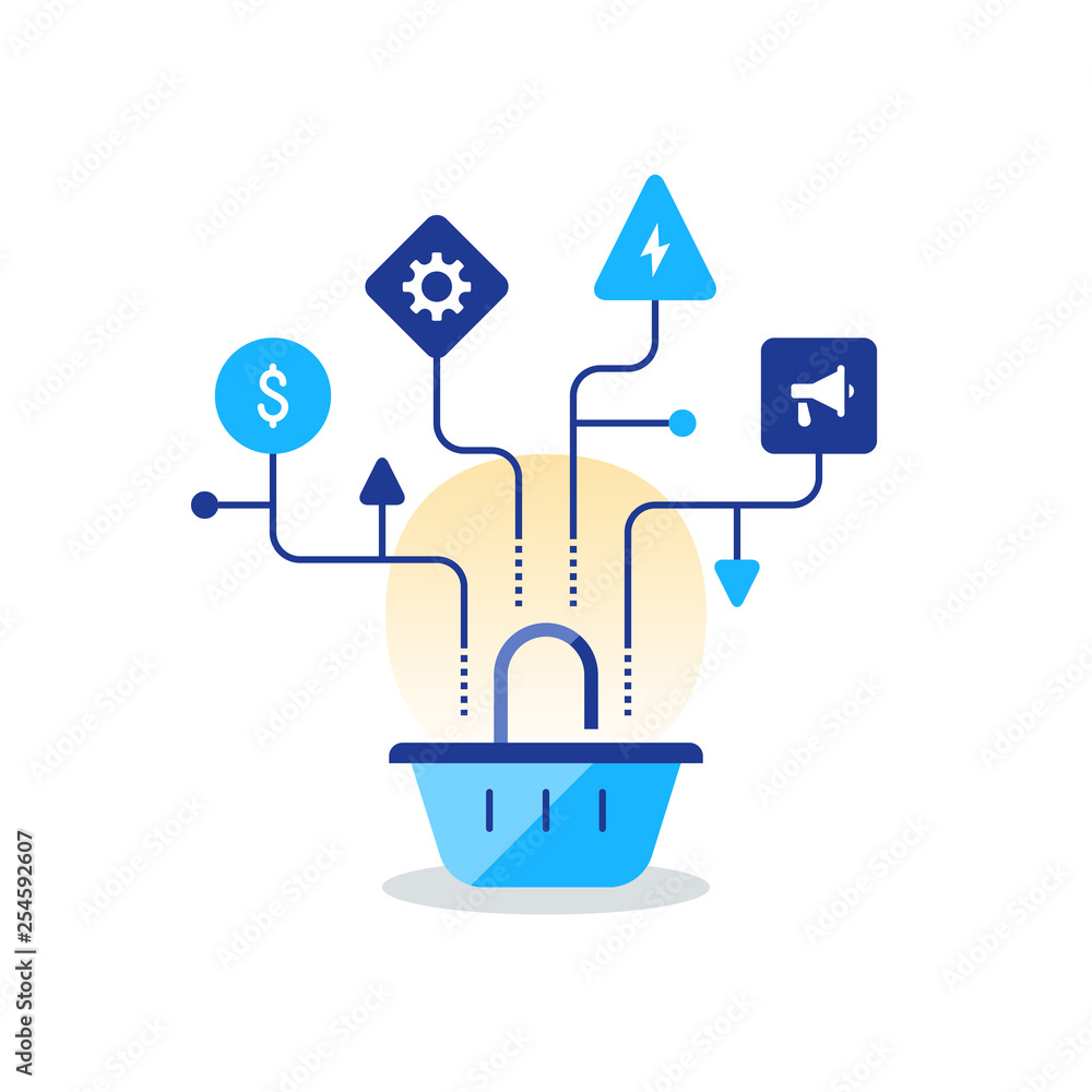Basket icon, marketing strategy plan, sales improvement, online shopping, e-commerce, vector icon Basket icon, marketing strategy plan, sales improvement, online shopping, e-commerce, vector icon