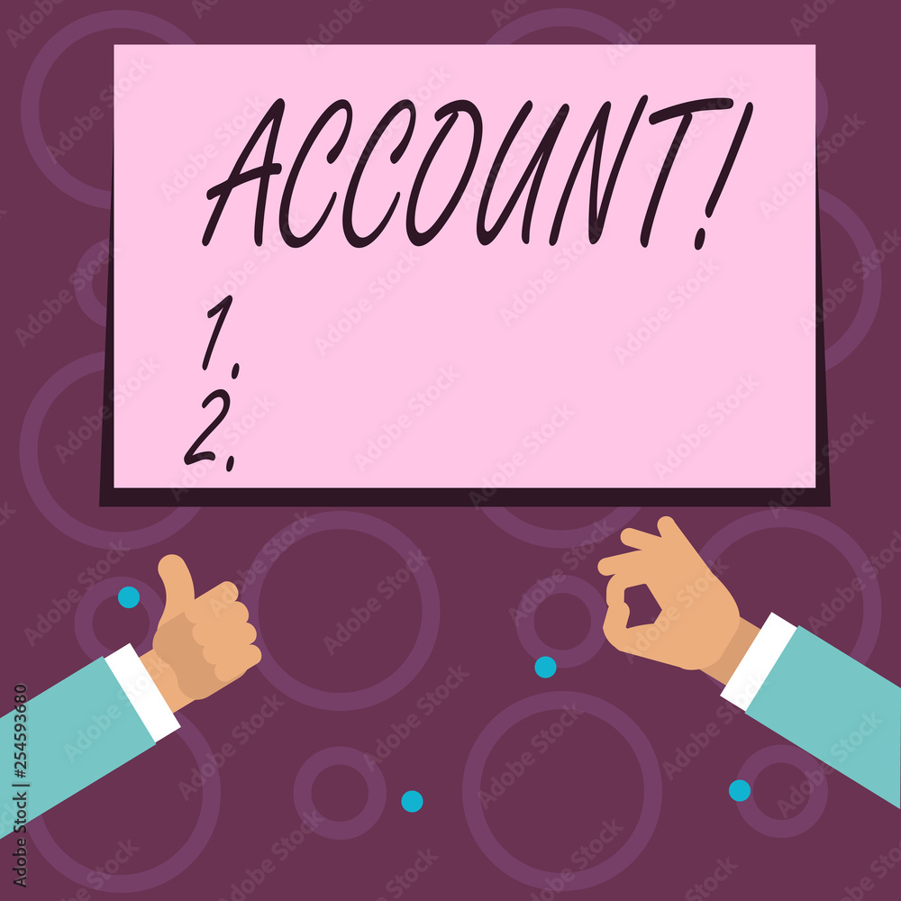 Conceptual hand writing showing Account. Concept meaning Description Narrative Exposition History Record Log Data Financial Conceptual hand writing showing Account. Concept meaning Description Narrative Exposition History Record Log Data Financial