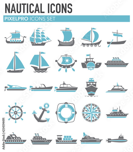 Ship icons on white background for graphic and web design. Simple vector sign. Internet concept symbol for website button or mobile app.