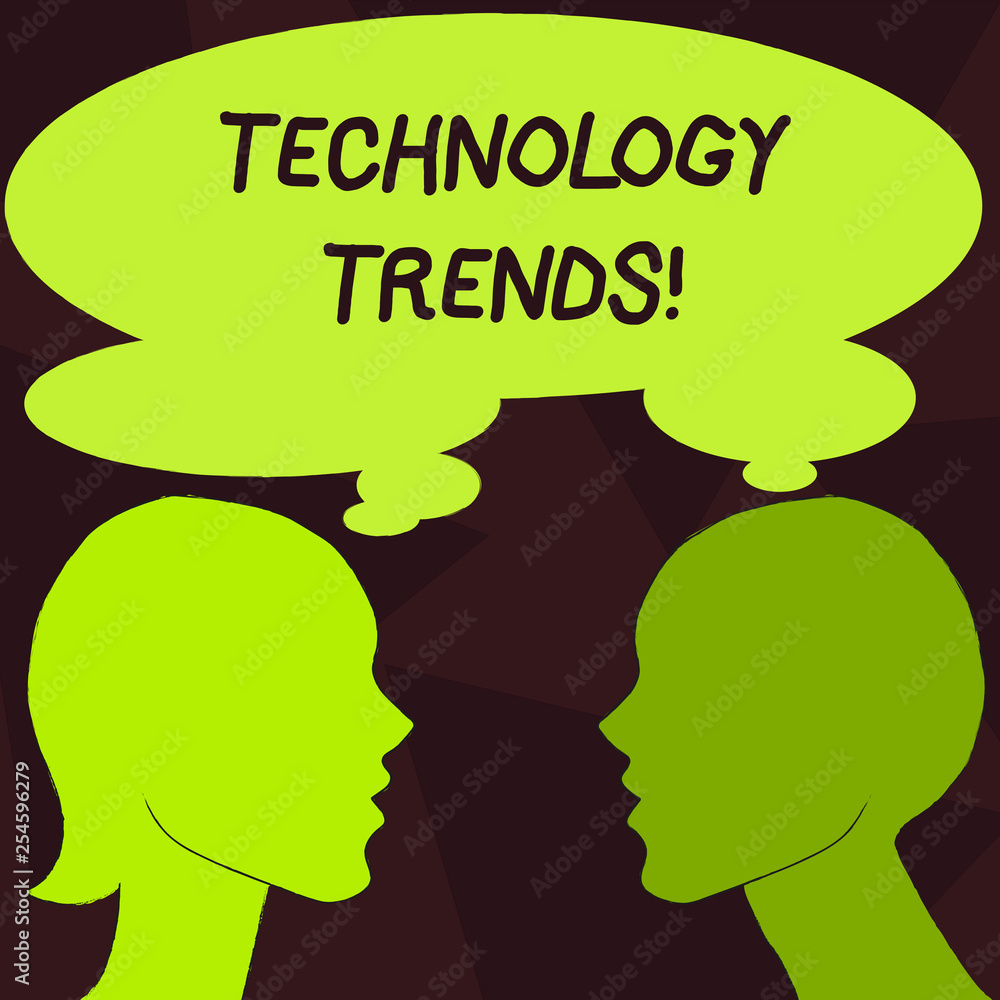 Handwriting text Technology Trends. Conceptual photo Trending Modern Viral Advanced Development Trendy New