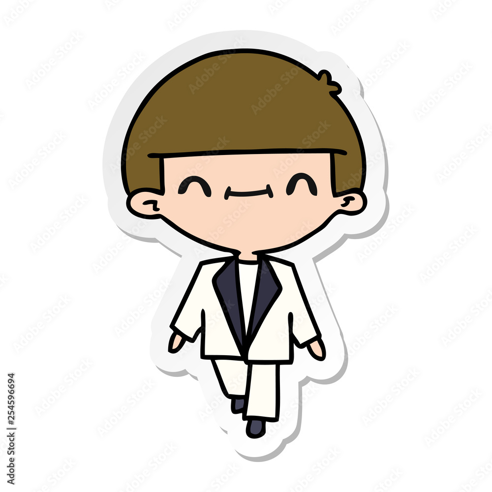 sticker cartoon of cute kawaii boy in suit