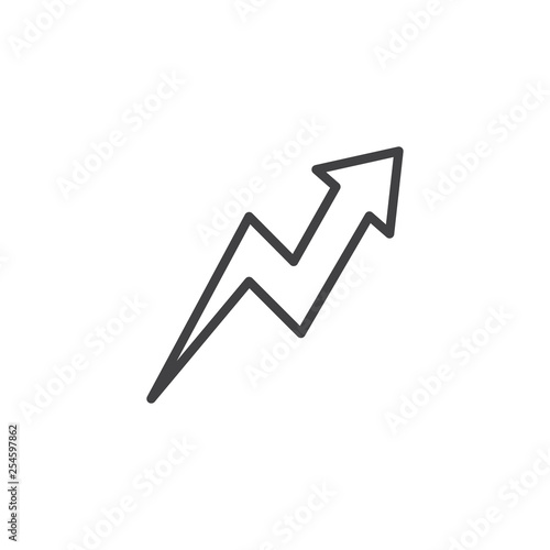 Zig-Zag up arrow line icon. linear style sign for mobile concept and web design. Arrow upward outline vector icon. Symbol, logo illustration. Pixel perfect vector graphics