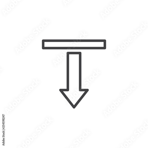 Straight and Down Arrow line icon. linear style sign for mobile concept and web design. Download arrow outline vector icon. Symbol, logo illustration. Pixel perfect vector graphics