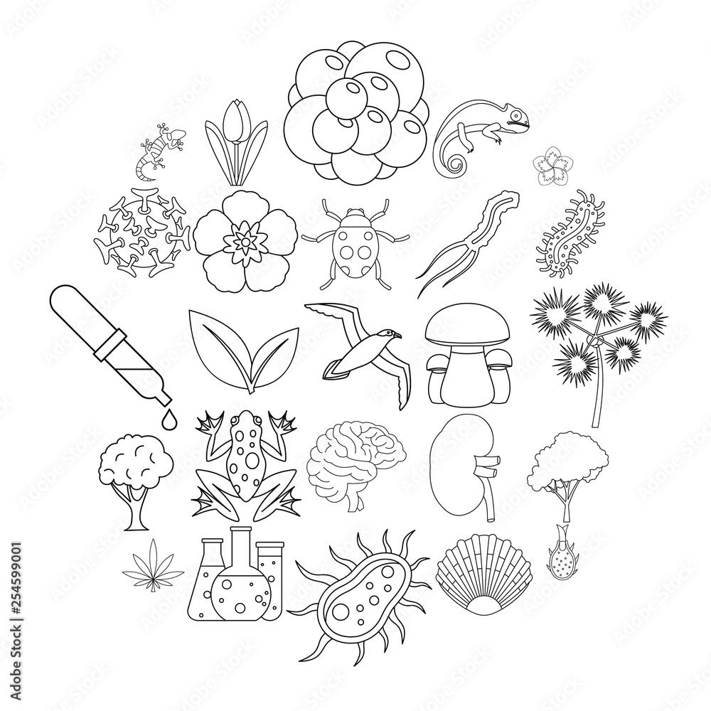 Flora icons set. Outline set of 25 flora vector icons for web isolated on white background