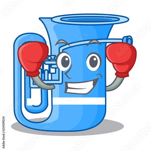 Boxing tuba in the mascot music room