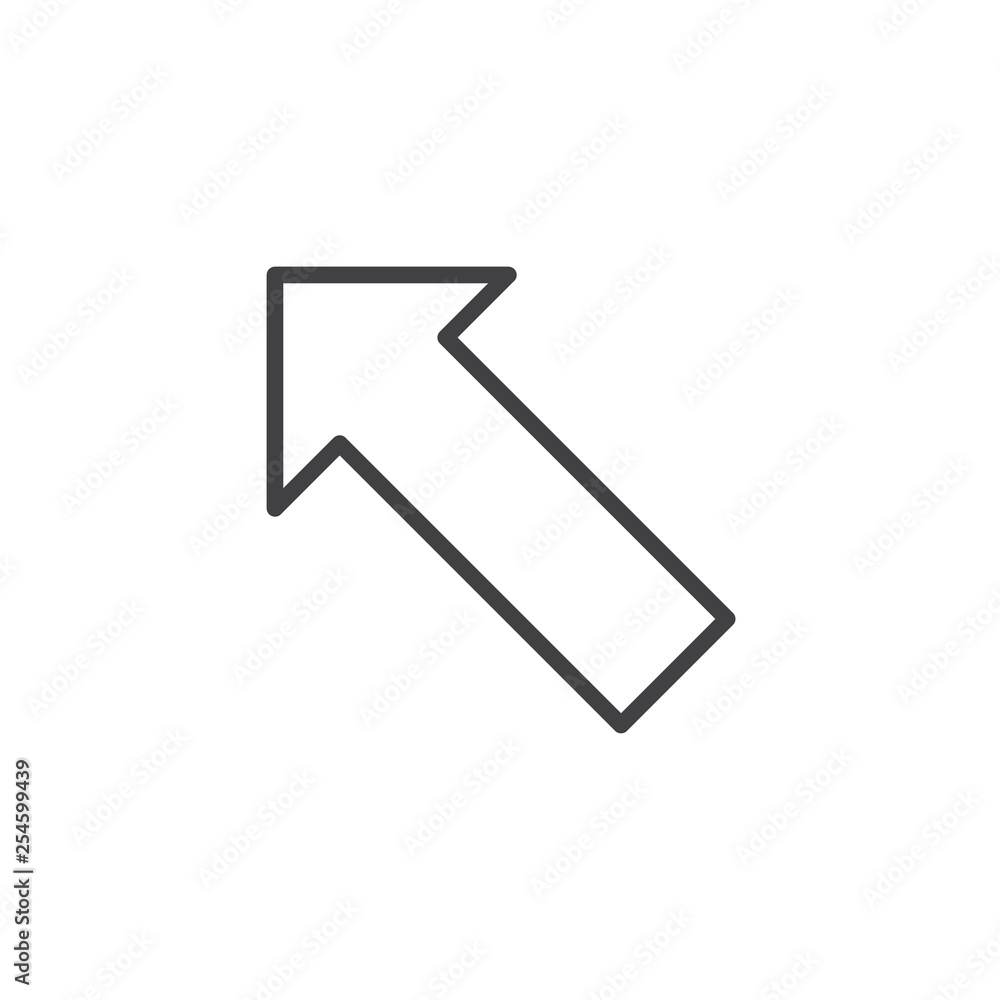 Diagonal arrow up line icon. linear style sign for mobile concept and web design. Upward arrow outline vector icon. Symbol, logo illustration. Pixel perfect vector graphics Diagonal arrow up line icon. linear style sign for mobile concept and web design. Upward arrow outline vector icon. Symbol, logo illustration. Pixel perfect vector graphics