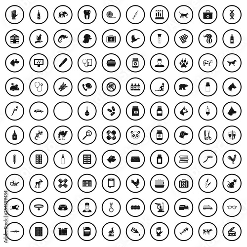 100 veterinary icons set in simple style for any design vector illustration