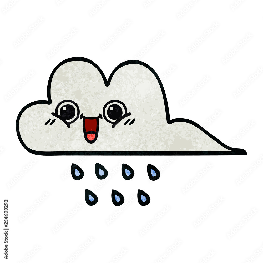 retro grunge texture cartoon rain cloud retro grunge texture cartoon rain cloud