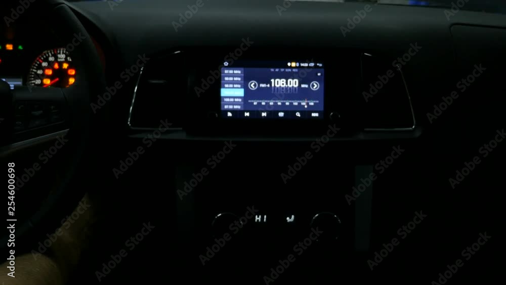 Car interior dashboard details with indication lamps Car interior dashboard details with indication lamps