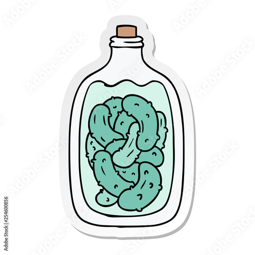 sticker cartoon doodle jar of pickled gherkins