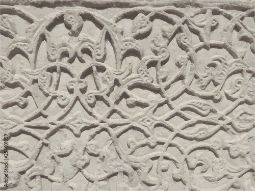 Oriental pattern wall. Samarkand Amir Temur Gur-Emir mausoleum. Vector illustration.